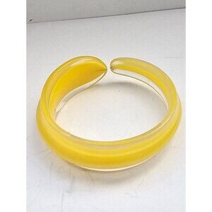Yellow Clear Lucite Resin Sculptural Statement Cuff Bracelet